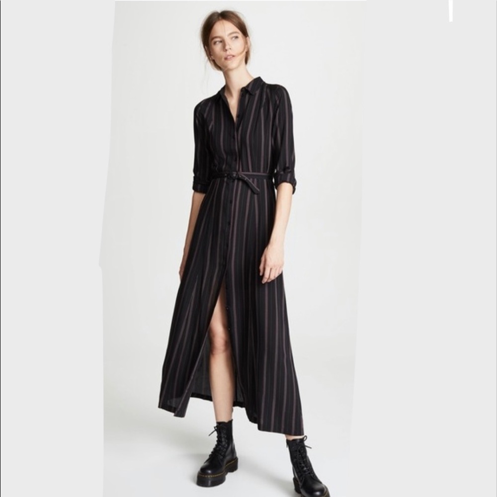 Paige Black Stripe Nayven Maxi Shirt Dress NWT - Picture 6 of 11